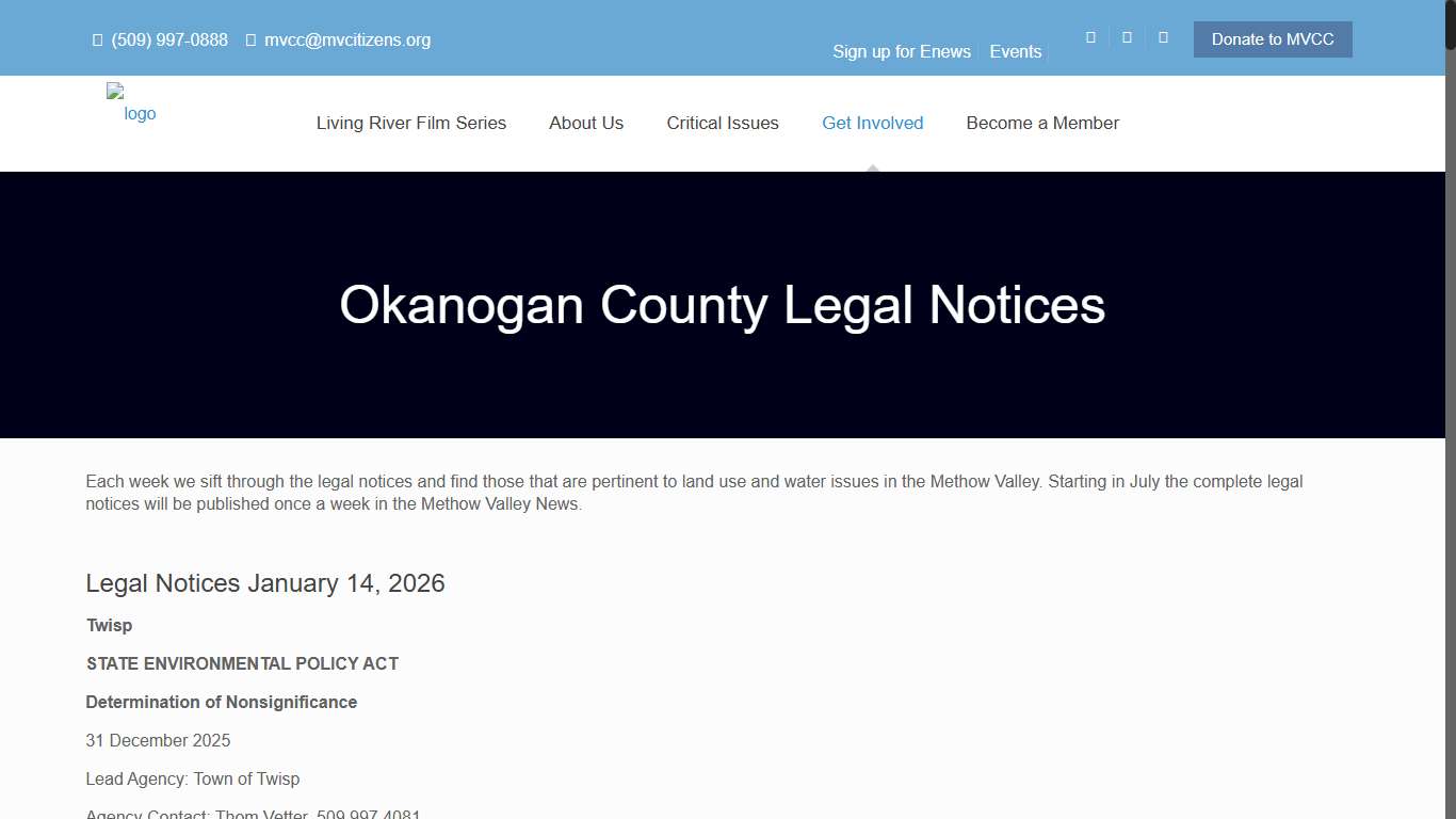 Okanogan County Legal Notices – Methow Valley Citizens Council