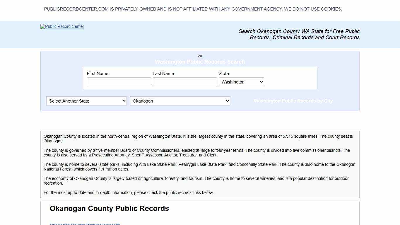 Okanogan County Washington Free Public Records - Court Records - Criminal Records