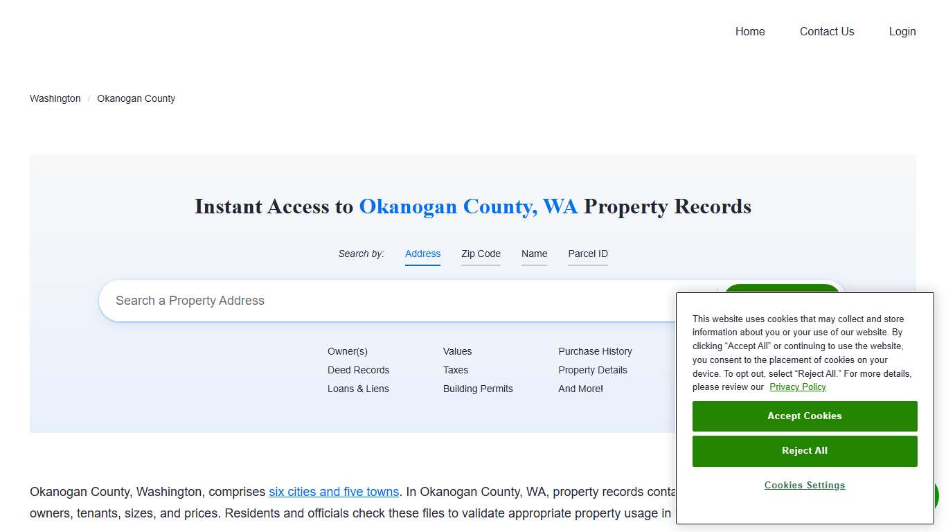 Okanogan County Property Records Owners, Deeds, Permits